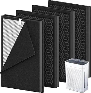 4 Pack K2 Replacement Filter Compatible with LUNINO K2 Air Purifier, 3 Stage HEPA with Washable Pre-Filter