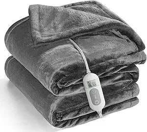 Mlivrom Heated Throw Blanket with 1-9 hrs Timer Auto-Off & 8 Heating LevelsFlannel Electric Blanket Throw ETL CertificationMachine Washable Full Body Warming Blankets