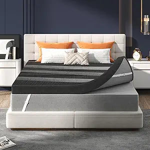 3 Inch Memory Foam Mattress Topper King, Pressure Relief & Cooling for All Night Comfort, High Density Ventilated Design with Breathable Cover and Non-Slip Straps, CertiPUR-US