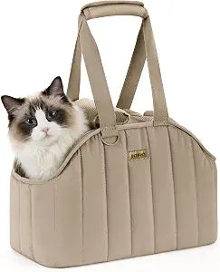 Pecute Dog Purse Carrier, Lightweight Dog Carriers for Small Dogs with Large Pockets, Dog Soft-Sided Carriers up to 9lbs, Pet Carrier for Puppy Cat, Suitable for Travel, Subway, XL, Khaki