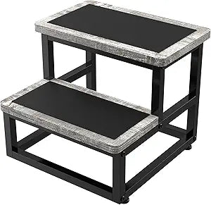 Step Stools for Adults Kids, Heavy Duty Sturdy Foot Stool with Non-Slip Mat, Metal Frame Hold Up to 500 Lbs Capacity for Kitchen Bathroom Bedroon, Dark Grey