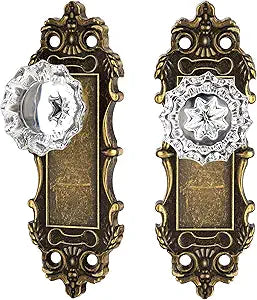 Antique Dummy Door Knobs Interior Bronze 2 Pack Doorknob Crystal Glass Closet Door Handle Vintage Door Pulls for Pantry Door Hallway