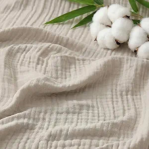 Bedsure Muslin Blanket King Size for Adults, Rayon Derived from Bamboo Lightweight Summer Cooling Blankets for Hot Sleepers, Cotton Breathable Gauze Blanket, Quilt, Coverlet, Linen Beige, 104"x90"