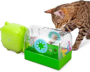Catstages 2-in-1 Air Blaster Play Set Cat Toy, 2 Interchangeable Toys, Terrarium & Dancing Cactus, 1 Battery-Operated Fan