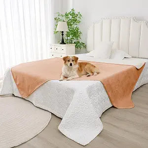 Waterproof Blanket for Dogs - Pet Throw as Furniture Protector | Cozy Sherpa & Smooth Velvet, Reversible and Machine Washable, for Couch, Bed, or Travel, 60"x80", Orange