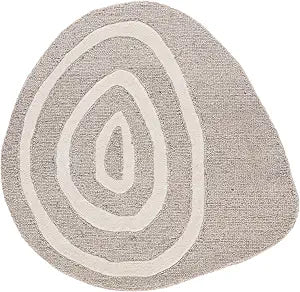 SAFAVIEH Novelty Collection Area Rug - 3' x 3', Beige & Ivory, Geometric Design, Handmade Wool, Ideal for High Traffic Areas in Living Room, Bedroom, Dining (NOV154B-33S)