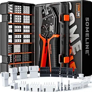 SOMELINE Crimp Tool Connector Kit, JST-XH 2.5mm and Dupont 2.54mm Connector Set, 21 Types of Connectors, 30-20 AWG Ratcheting Crimper for JST Series,KF2510,Molex,AMP EI Series