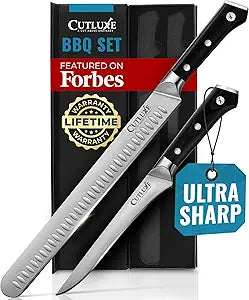 Cutluxe Carving Knife Set for BBQ & Brisket  Razor Sharp German Steel Slicing and Boning Knife for Meat Cutting, Full Tang & Ergonomic Handle, Fathers Day Gift For Dad  Artisan Series