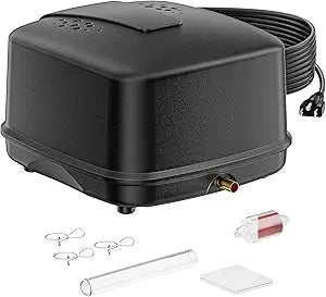 Biling Pond Aerator, Ultra Quiet 43dB 635GPH Pond Air Pump, IP55 Waterproof Septic Aerator for Outdoor Ponds, Koi Ponds, Water Gardens and Septic Tank