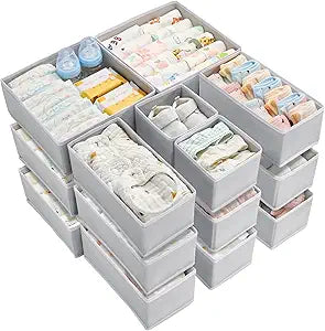 Vtopmart 18 Pack Baby Clothes Organizer, Foldable Fabric Drawer Bins