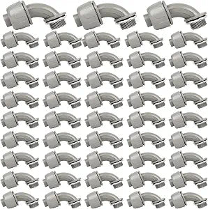 Conduit Connectors, 3/4 Inch, 90-Degree, Grey, 48-Pack