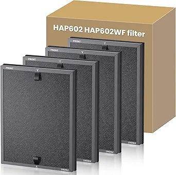 4 Pack HAP602 Replacement Filter Compatible with ECOSELF HAP602 / HAP602WF Air Purifier, 3-in-1 True HEPA High-Efficiency Activated Carbon Filter for Home Large Room