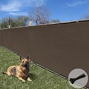 E&K Sunrise 5' x 50' Privacy Fence Screen with Grommets, Outdoor Windscreen Fence Covering Privacy Screen UV Blockage for Backyard Garden Patio, Zip Ties Included (Brown)