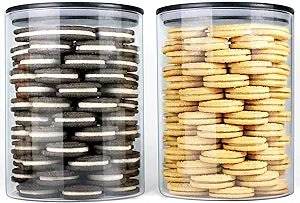 Urban Green Glass Jars with Black Lids, Glass Food Storage Canister with black lids, Pantry Flour Jars, Large Size Food Storage Containers set (2 Sets of 100oz)