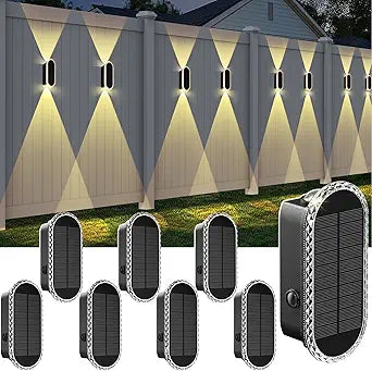 Solar Fence Lights Outdoor - 3000/4000/6000K 3 Modes, IP65 Waterproof Fence Lights Solar Powered, Up & Down Lighting Solar Wall Lights Outdoor for Backyard/Garden/Patio/Garage and Wall decor (8 pack)