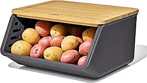OXO Good Grips Produce Saver Root Vegetable Bin with Lid, 5 lb Capacity Potato and Onion Storage for Pantry, Stackable Vegetable Storage Container