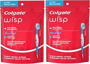 Colgate Max Fresh Wisp Disposable Mini Toothbrush, Peppermint, Prepasted Travel Toothbrush, No Rinse Needed 24 Count (2 Pack)