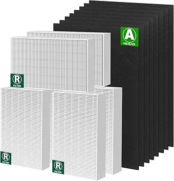 HPA300 True HEPA Filter Compatible with Honeywell HPA300 HPA304 HPA200 HPA3100 HPA3300 HPA5100 HPA5300 and HPA8350 Air Purifier, 6 HEPA Filter R + 8 Pre-filter