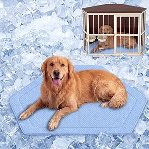 Fanfanwin 42.5 x 23.8 Inch Dog Kennel Pad Furniture Crate Corner Washable Bed for Large Dogs Plush Crate Beds Blue Sleeping Pet Cage Ice Silk Cooling Mat Soft Summer Indoor Pet Corner Side (Only Mat)