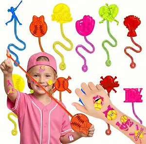 48PCS Softball Party Favors For Kid - 24 Temporary Tattoos & 24 Stick Hands