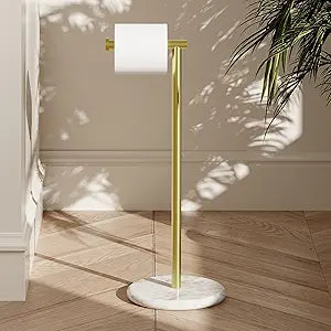 KES Gold Toilet Paper Holder Stand Tissue Roll Holder with Modern Marble Base, SUS304 Stainless Steel Brushed Gold Finish BPH284S1-BZ