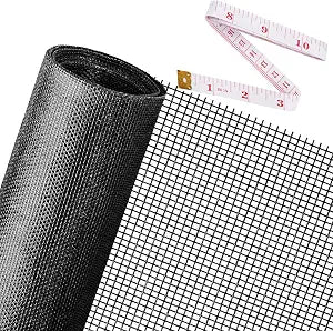 Replacement Window Screens, 48X118 Inch Durable Window Screen Mesh for Patio Porch Door Windows, DIY Adjustable Fiberglass Screen Repair Kit Sliding Net Roll Pet, Black by Ouskr