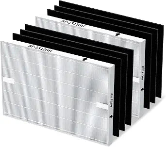 AP-1512HH Replacement Filter for Coway Airmega AP-1512HH & 200M Air Purifier for Home Pets Bedroom Large Room, 2 Efficient HEPA Filter and 6 Activated Carbon Pre-Filters, Compared to Part # 3304899