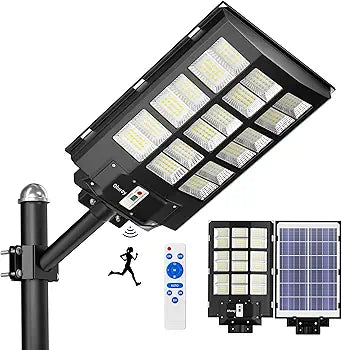 Ofuray Solar Street Lights Outdoor,Solar Security Flood Lights Parking Lot Lights Commercial Dusk to Dawn, 6500k Waterproof Led with Remote Control Motion for Street,Court,Barn (Of-3600W 218000Lm)
