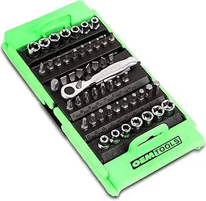 OEMTOOLS 26549 53-Pc Socket Wrench Set, Mini Ratchet Kit for Tight Spaces and Precision Fastening, Socket Set Includes SAE/Metric Sizes, 3/8 Extension Bar, Folding Case Included