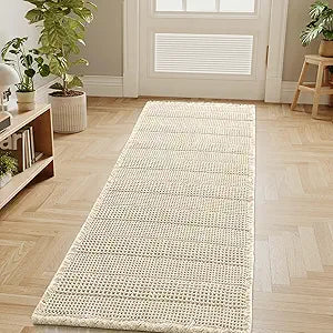 H.VERSAILTEX Waffle Bath Mat Super Absorbent Non Slip Bath Rugs for Beside Tub, 24" x 60", Ivory