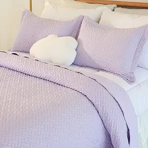 Cmfshape Bedspread Twin Size,Classic Geometric Stitched Quilt Set,Soft Lightweight Microfiber Coverlet,Reversible Bed Cover Set with 1 Sham(Twin68 x86.Lavender)