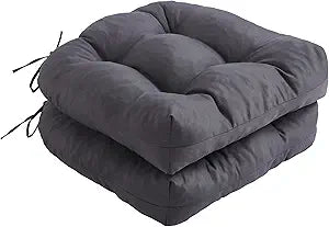 IPYNBAP Outdoor Chair Cushions Set of 2, Patio Chair Cushions with Ties,19x19+5 Tufted Outdoor Seat Cushions, Waterproof Patio Furniture Cushions, Outdoor Dining Chair Pads, Dark Grey