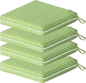 COZYVIDA Outdoor Chair Cushions Set of 4, 20"x20" Square Seat Pads with Tie Straps and YKK Zippers, 30D High-Density Foam, Water-Resistant Fabric,UV-Resistant 1000+ Hrs