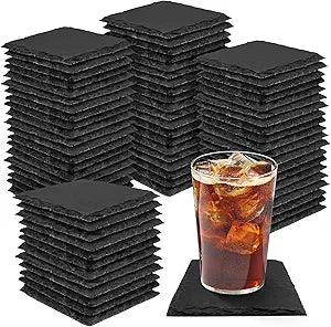 68 Pieces Slate Coasters, Dhfsleo Size 4 x 4 inch Black Coasters Stone Coaster Set, SquarePerfect for use in Your Home, Office, Kitchen,bar,Christmas or Anywhere.