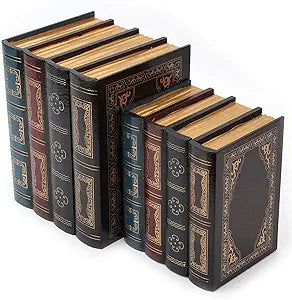 Tosnail 2 Pack Decorative Book Boxes Wooden Antique Book Decorations Vintage Storage Box