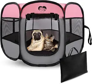 PAWsay Waterproof Dog Playpen, Foldable Portable Cat Playpen Enclosed Tent & Dog Crate for Indoor/Outdoor Travel Camping RV, Breathable Pet Whelping Space for Rabits Chicks(Small)