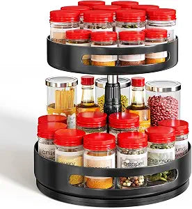 Lazy Susan Spice Rack Organizer for Cabinet, 2-Tier Metal, 10 in