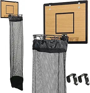 Over the Door Basketball Hoop Laundry Basket ,Wooden Basketball Laundry Hamper with Zipper for Kids Room,Dorm Rooms,Bathroom,Saving Space Storage and Organization