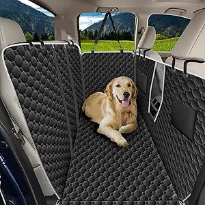 Mancro Waterproof Dog Back Seat Cover with Zipper Flap, Fit for F150/RAM | Visible Mesh Window,Split Seat DesignGreat GiftStorage PocketsEffortless Cleaning, Designed for full-size trucks, Comfort