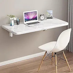 Wall Mounted Folding Table,Floating Wall Desk for Small Spaces,Functional Hanging Desk for Home Office Computer Workstation,Study Work Bench, Laundry Room, Kitchen Dining(White 31.519.7inch
