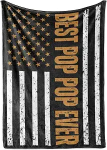 InnoBeta Pop Pop Gifts, Gifts for Grandpa, Throw Blanket for Grandfather, Presents from Granddaughters Grandsons for Christmas, Birthday, Father's Day - USA Flag (60 x 80 inches)