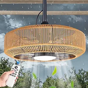 20" Outdoor Ceiling Fan with Light  Waterproof Plug-In Hanging Caged Fan, 3CCT Dimmable LED, 6-Speed with Remote & App Control for Covered Patios, Gazebo & Porch