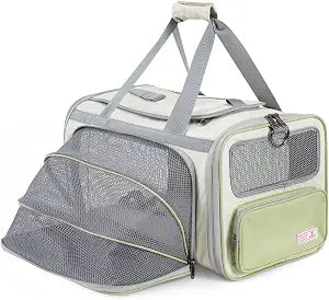 Pawaii Cat Carrier with ID Tag, TSA Airline Approved Soft Sided Collapsible Pet Travel Carrier, Portable Comfortable Convenient Foldable Cat Travel Bag