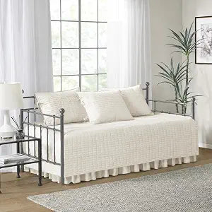 Comfort Spaces Kienna Daybed Cover Set 5 Piece with Bedskirt, 75 x 39 Ivory