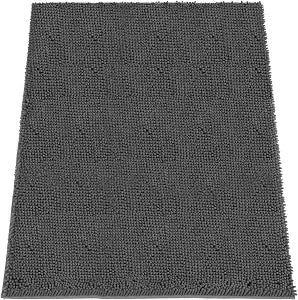Absorbent Dog Door Mat for Muddy Paws, 60" x 48" Chenille Indoor Mats for Entryway, Trap Dirt Front Door Mat Indoor Entrance Washable Non Slip Soft Dark Grey