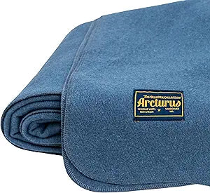 Arcturus Bighorn 100% Virgin Wool Blanket | Heirloom-Quality Wool Bedding for Home & Cabin | Warm, Thick & Durable (Twin Size, Steel Blue)