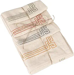 Creative Co-Op 4-Piece Cotton Napkin Set with Embroidery, Multicolor