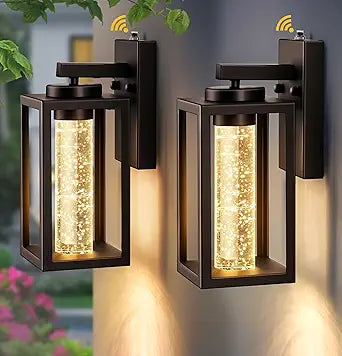 VIANIS 2 Pack Porch Lights Outdoor, Farmhouse Oil Rubbed Bronze Dusk to Dawn Exterior House Lighting Fixtures Wall Mount with Integrated 10W LED Light Source, Die-Cast Aluminum Outdoor Sconce Lantern