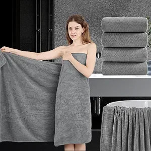 4 Piece Extra Large Bath Towel 35"x70" Oversized Bath Sheet Grey Bath Towel Set for Bathroom Ultra Soft Cozy Highly Absorbent Quick Dry Bathroom Towel for Spa Gym Hotel,Shower Towel for Daily Use