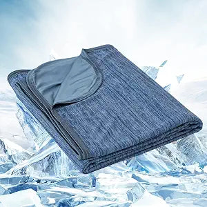 OIGAE Cooling Blanket for Hot Sleepers - Soft & Lightweight Summer Cold Blanket for Night Sweats | Perfect for Bed, Couch, Sofa (Dark Blue, California King 96" x 102")